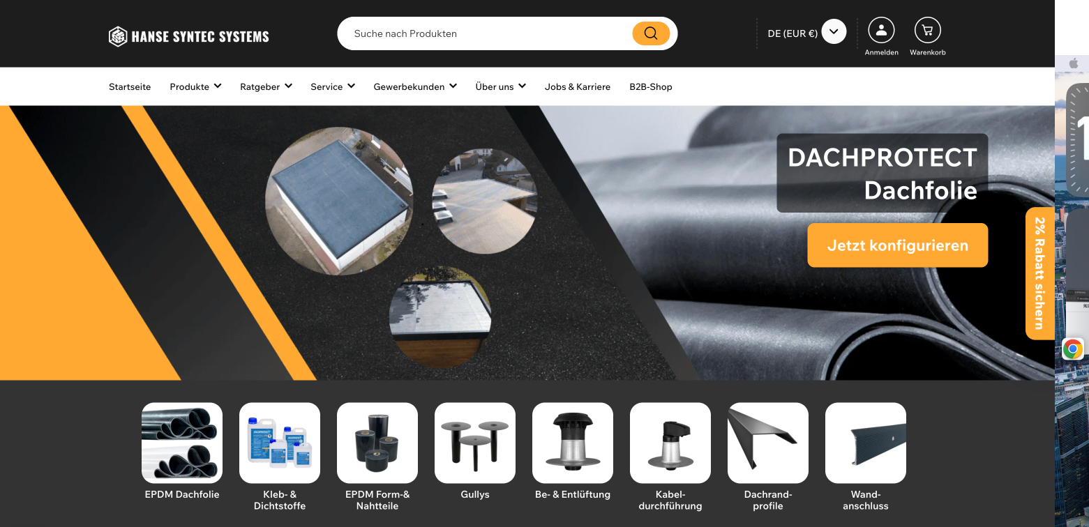 Hanse Syntec Shop Screenshot